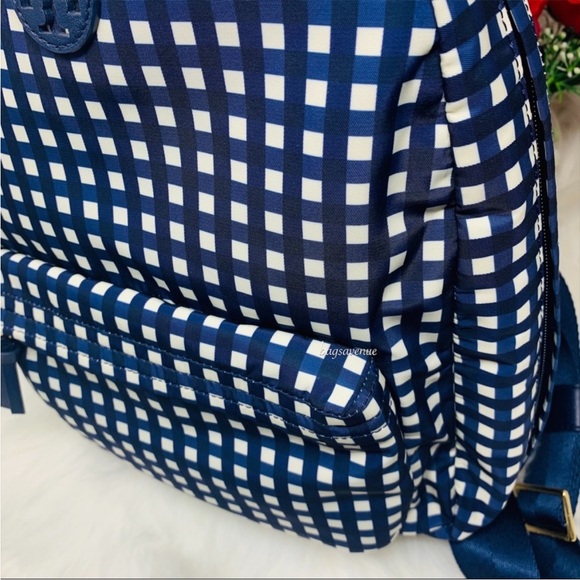 Tory Burch Navy and White Checkered Backpack - Picture 6 of 16